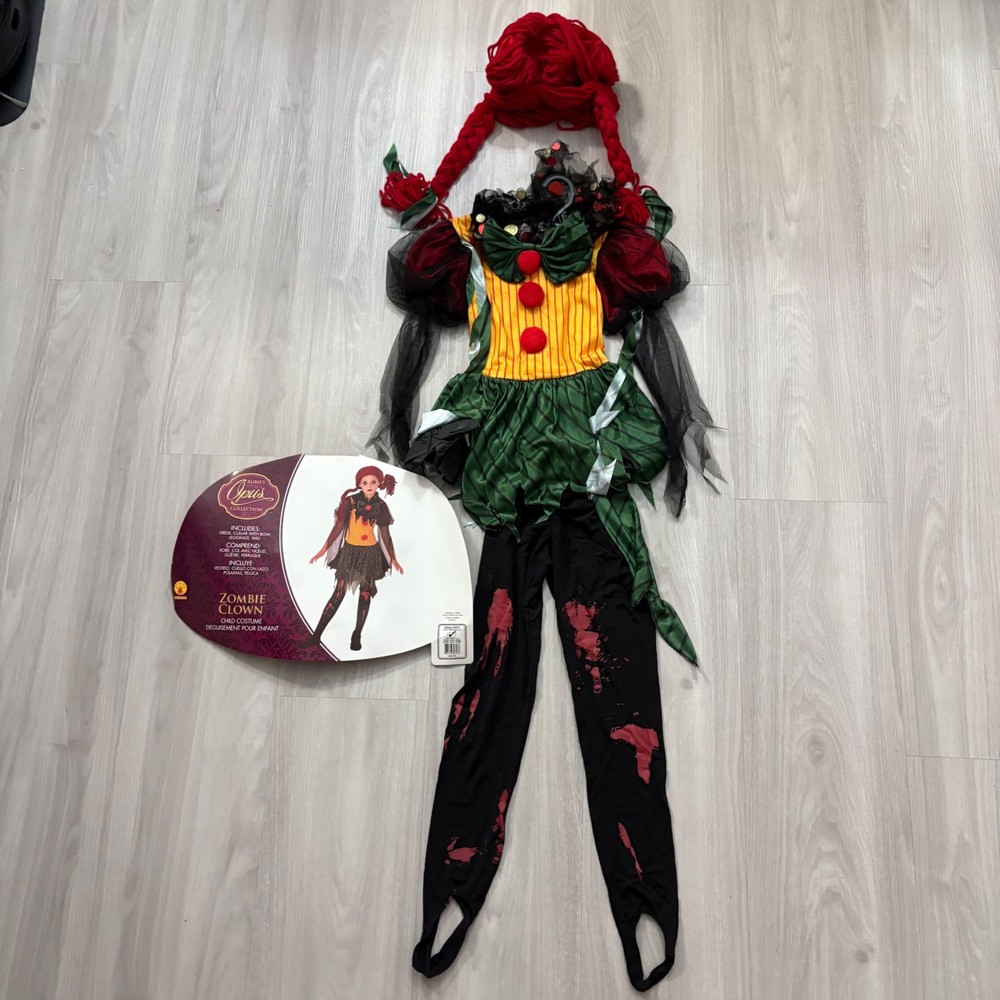Rubie´s Child Costume Opus Zombie Clown Girl Dress Leggings Wig Halloween Size S
